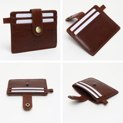 FOXHACKLE Slim Leather Card Holder for Men and Women with Key Ring | RFID Blocking Full Grain Leather Card Case Wallet | Minimalist Front Pocket Business Leather Card Holder.4