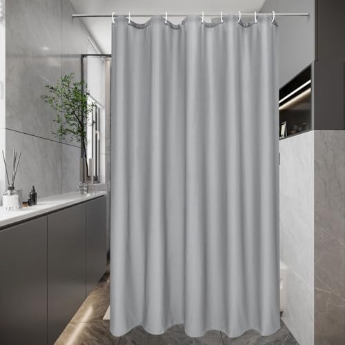 EurCross Rideau de douche 120 x 180 cm, gris, étroit, imperméable, tissu anti-moisissure, lavable, avec 8 anneaux