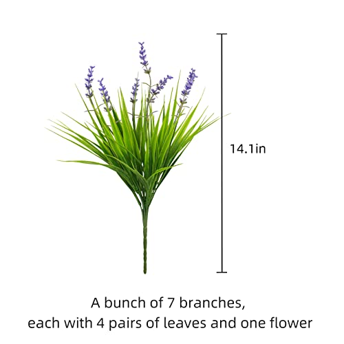 alyptus 12 Bundles Artificial Plants Outdoor Fake Monkey Grass with Flowers for Pot UV Resistant Plant Decor for Window Garden Patio Hanging Planter Pathway Front Porch (Grass with Flowers) - Image 3