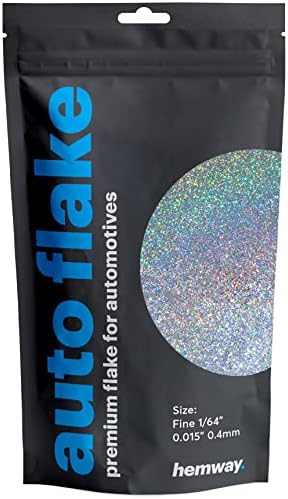 Hemway Automotive Metal Flake Glitter FINE 1/64" 0.015" 0.4mm 375 microns Paint Additive Metal Flake 100g for use with Car Bike Van Truck Wagon Automotive Spray and Spray Painting (Silver Holographic)