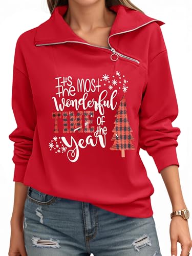 Fisoew Womens Its The Most Wonderful TIME of The Year Sweatshirt Merry Christmas Funny Graphic Pullovers