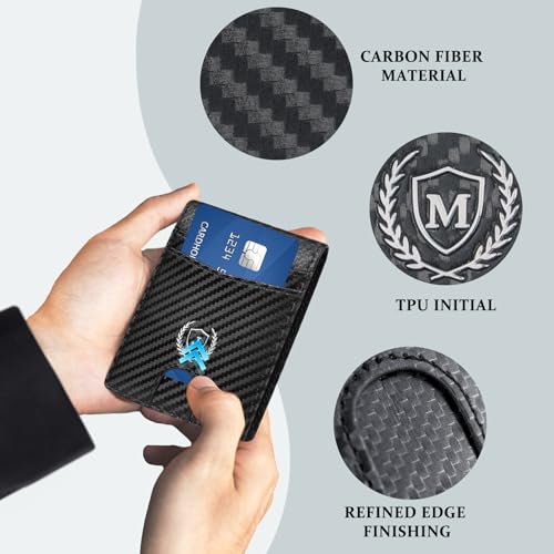 Personalized Christmas Birthday Gifts Slim Minimalist RFID Leather Wallet for Men Dad Husband Boyfriend, Custom Initial Travel Business Card Credit Card Holder Front Pocket Wallets for Men, G4