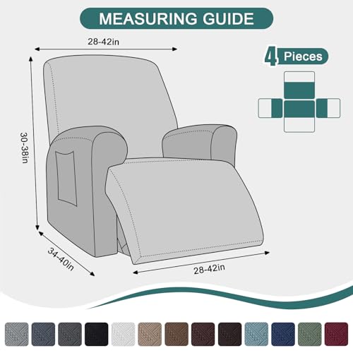 Image of Ruaozz Recliner Chair Covers 4-Pieces Oversized Recliner Slipcovers Extra Large Stretch Reclining Chair Slipcover Washable Furniture Protector with Elastic Bottom (1 Seater-X Large, Army Green)