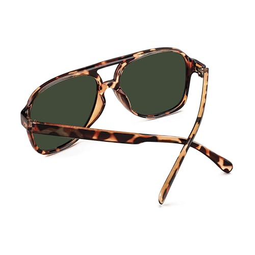 Image of FEISEDY Vintage Retro 70s Plastic Aviator Sunglasses Women Men Classic Large Squared Frame B2751