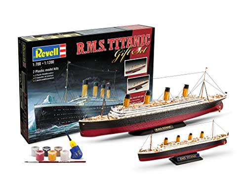 Revell Modellbausatz Schiff 1:700&1:1200 - Geschenkset R.M.S. Titanic im Maßstab 1:700&1:1200, Level 4, originalgetreue Nachbildung mit vielen Details, Kreuzfahrtschiff, 05727