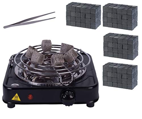 DIAMOND HOOKAH Shisha Kohleanzünder elektrisch für Shisha Kohle + 4KG Kohle - 5 Stufen Hitze, Kohlen Ofen…