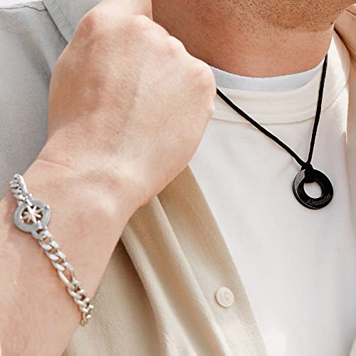 Eve's Addiction Men's Stainless Steel Compass Bracelet, 8.75" Long Bracelet - Figaro Chain Compass Bracelet For Him - Men's Bracelets - Gift For Him - Graduation Gift #TOP5