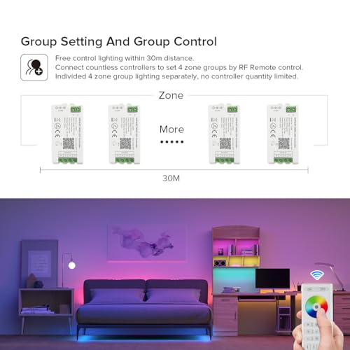 Image of SEZO RC03RFB RGB RGBW RGBCCT 2.4G RF Wireless Controller 4-Zone Remote Group Control Multiple Color Modes Compatible with WB5 C03W C03RF C04W C04RF C05W C05RF Controller