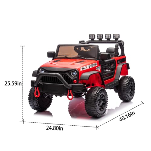 24V Kids Electric Car with Parent Remote Control 400W Motor & 4-Wheel Suspension Adjustable Speed Bluetooth MP3 Large Screen Lights for Boys Girls Age 3-8 All Terrain Ride On Toy Truck - Image 2