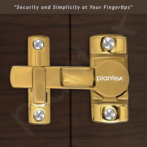 Image of Plantex Door Latch for Balcony /Bathroom /Bedroom /Garden /Sliding Gate - Baby Latch Lock /Chitkani /Back Stopper - (PVD Gold)