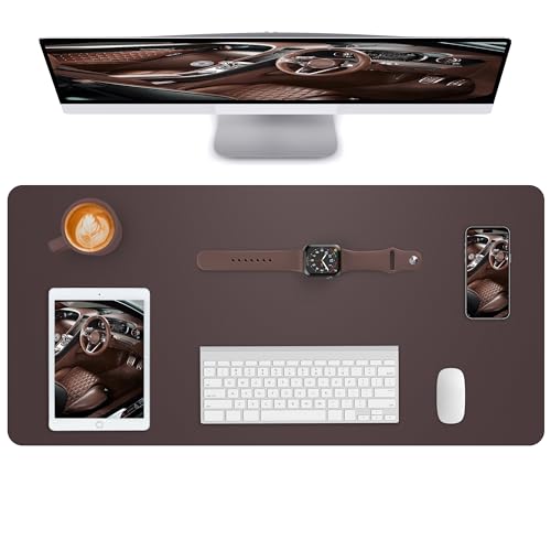 Image of Leather Desk Pad Blotter,Mouse Pad,Office Desk Mat, Non-Slip PU Leather Desk mat,Large Desk mat,Waterproof Keyboard mat for Office /Home /Decor (Coffee,35 inch x 17 inch)