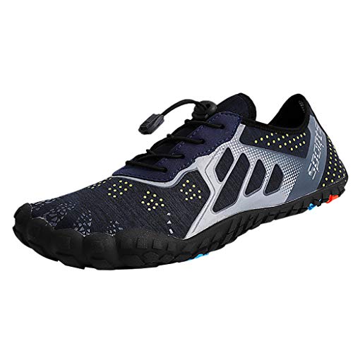 Men's Quick Drying Aqua Water Shoes Barefoot for Boating Fishing Diving Surfing with Drainage Driving Yoga (41, Bule)