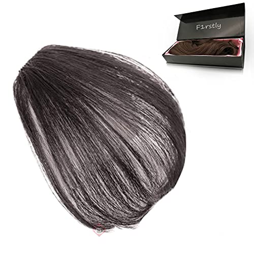 Image of Firstly Traders Clip In Bangs Fringes Human Hair Extension Piece Extensions for Women Girls Party Accessories| Without Sides (Dark Brown)