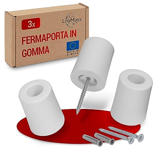 LouMaxx, fermaporta in gomma da avvitare (Bianco, Ø 40 mm x 50 mm)
