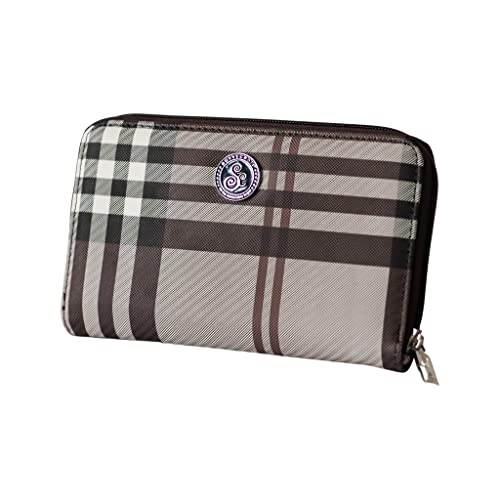 Cash Budgeting Wallet (Brown plaid), Zip Around, Accordion File System, Wristlet Strap, Women's Wallet