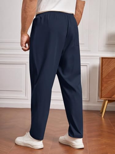 Image of SHIENZY Men's Elastic Waist Formal Trousers | Comfortable Business Casual Pants with Drawstring | Lightweight Workwear for Men | Beige Office Pants
