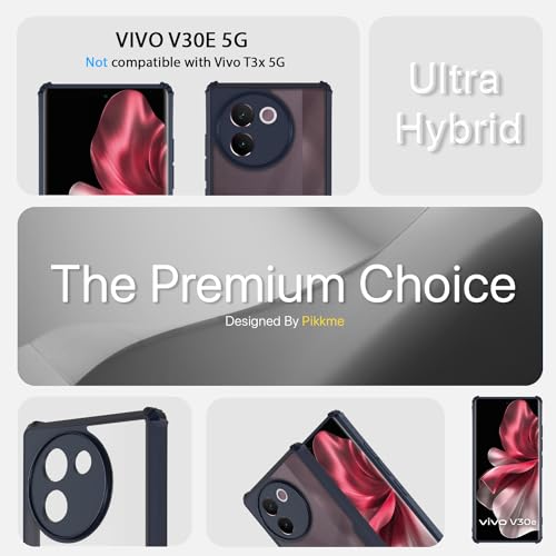 Image of Pikkme Vivo V30e 5G Back Cover | Crystal Clear Transparent Back | Ultra Hyrbid | Full Camera Protection | Raised Edge | Bumper Back Case (Blue)