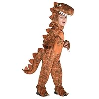 Amscan 9908461 - Kids Brown T-rex Dinosaur Hooded Jumpsuit Fancy Dress Costume Age: 6-8 Yrs