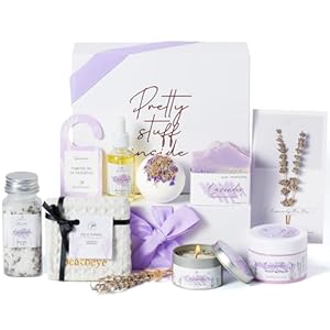 Gifts for Women Spa Gifts Lavender Bath Gift Baskets Mothers Day Relaxing Self Care Gift for Mom Her Sister Wife Auntie Home Bath and Body Works Care Package Birthday Friendship Gift Ideas