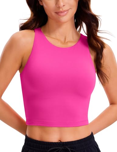 Image of CRZ YOGA Butterluxe Double Lined Crop Tank | Casual, Extremely Soft, Tight Fit, High Neck, Racerback, Sleeveless Tops for Women