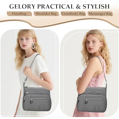 Womens Cross Body Bag Casual Umhängetasche Handtasche Multi Pocket Messenger für den täglichen Gebrauch Einkaufen (grau)
