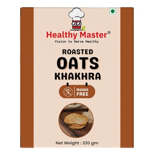 Healthy Master Roasted Oats Pocket Khakhra 320g Baked Snack High Fiber & Protein Whole Wheat & Oats Light & Crunchy Travel-Friendly Healthy Snacks for Adults & Kids