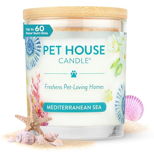 One Fur All Pet Friendly Candle, 9 OZ Scented Soy Candle, Clean Burning, Long Lasting Air Freshener for Home, Mediterranean Sea