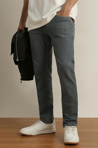 Image of Peter England Men's Slim Tapered Jeans | Denim | Casual Wear | Modern Fit