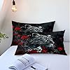 CCoutueChen Red Rose Leopard Comforter Set Queen Size Black Wildlife Comforters 3D Cheetah Bedding Set Safari Animal Bedding Sets 3 Pcs Animals Bed Set Soft Microfiber Down Alternative Comforter Sets #4