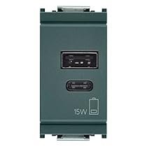 Vimar 16292.AC.15 IDEA Alimentatore USB 15 W 3 A 5 V per dispositivi elettronici, uscite USB A e USB C