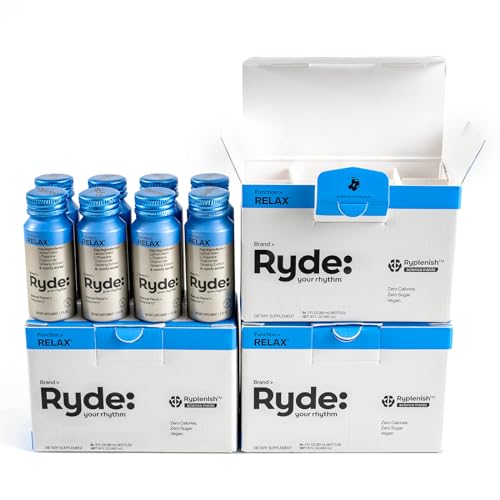 Image of Ryde: Relax Shot | Raspberry Flavor | Lemon Balm, L-Theanine, Ginseng & Chamomile |0 Calories, 0 Sugar | 2 FL OZ Shots | Helps You Relax* (24 Pack)