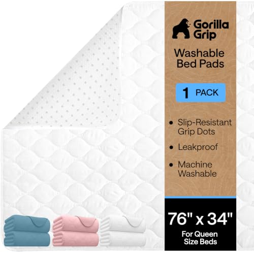 Image of GORILLA GRIP Washable Reusable Underpads, 76x34, White