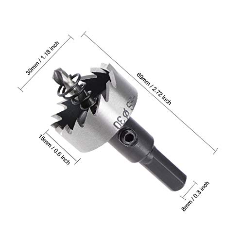 sourcingmap 30mm HSS Drill Bit Hole Saw for Stainless Steel Metal Alloy Wood, 30x15mm - Image 2