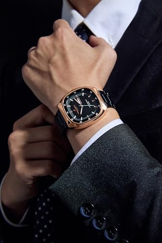 Image of Daniel Hechter Paris Bercy Collection Analog Quartz Watch for Men with Square Dial, Day-Date Display, Crystal Hour Markers and Stainless Steel Strap - DHM1053