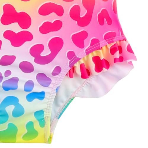 Image of Baby Toddler Girl Long Sleeve Ruffle Swimsuit One Piece Zipper Rash Guard Bathing Suit with UPF 50+ Sun Protection