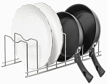 SANNO Pan Pot Lid Holder Organizer Rack,Kitchen Organizer for Pots & Pans, Lids, Plates, Cutting Boards, Bakeware, Cooling Rack, Serving Trays,Stainless steel,2 Pack