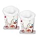 MEGREZ 2PCS Plush Lined Eyeglass Holder, PU Leather Glass Stand with Magnetic-Base, White-Red Flowers