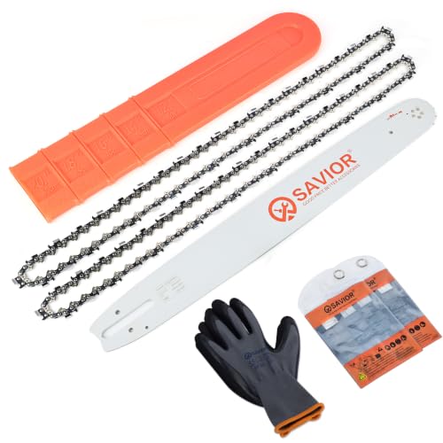 Savior 20 Inch Chainsaw Bar with Chain Combo for L81 .325 81 Drive Links .063 Gauge Fits Stihl MS291 MS271 MS290 MS261 and More Replacement Bar 203VXLGD025 (Chain*2+Bar*1)
