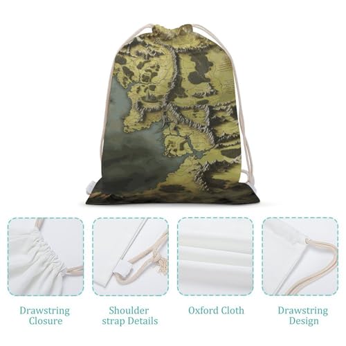 Middle Earth Map Drawstring Backpack Gym Bag Lightweight Sackpack Gift for Hiking Travel Beach Shopping4