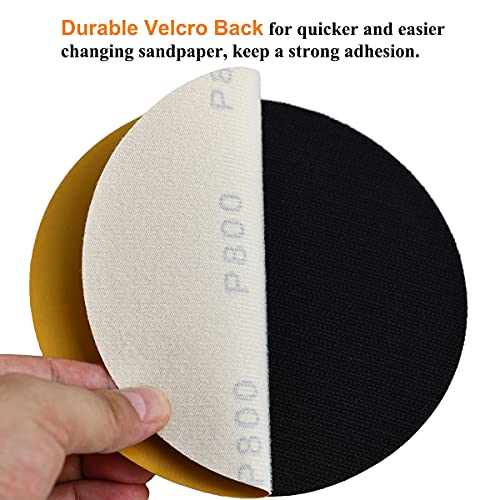 Image of 6-Inch No-Hole Hook and Loop Sanding Discs 800-Grit, Random Orbital Sandpaper for Automotive and Woodworking, 100-Pack