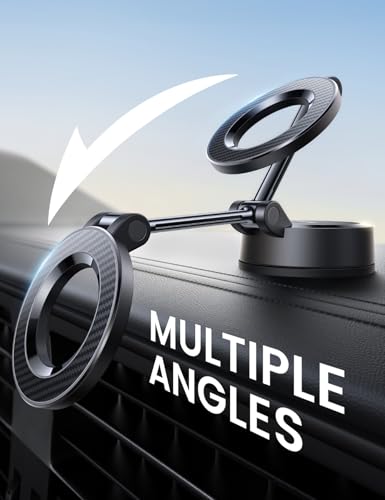 Image of Lamicall for Magsafe Car Mount Dashboard Windshield 70LBS Powerful Suction | Strongest Magnetic Phone Holders for Your Car 360 Rotation Adjustable for iPhone 17 Pro Max Smartphone Truck - Carbon Fiber