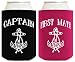 Funny Can Coolie Black Captain and Magenta First Mate Nautical Sailing 2 Pack Can Coolies