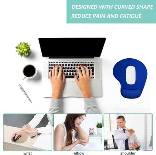 Image of Mouse Pad with Gel Wrist Rest Support, Ergonomic Mouse Cushion with Non Slip Rubber Base Mouse Pad for Laptop, Computer, Gaming, Office (Blue, Oval)