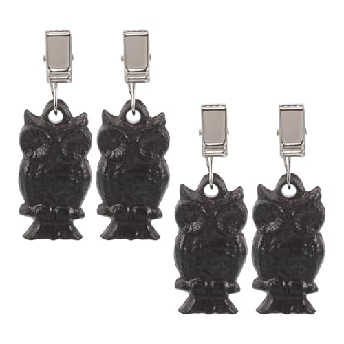 ELAYARD 4 Piezas Pinzas para Mantel de Hierro Fundido Diseño de Búho Europeo Vintage, Reutilizables Dañar Telas, Ideales para Decoración en Fiestas y Hogar