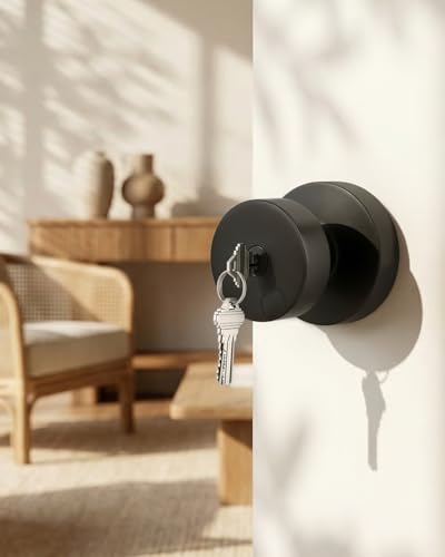 Image of Haidms Black Door Knobs with Key, Heavy-Duty Zinc Alloy Keyed Entry Door Knobs Exterior, Matte Black Front Door Knob with Lock, Keyed Different, 6 Pack