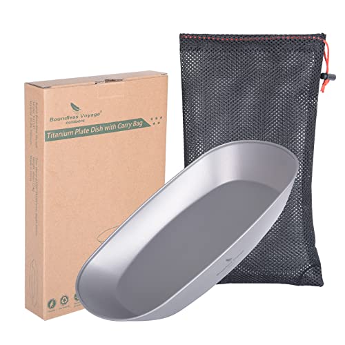 Boundless Voyage Reusable Titanium Pan Dinner Plate Ultralight Dish With Carry Bag Outdoor Camping Portable Tableware Pasta Salad Plate Dishwasher Safe (1 Pack) Ti1114T #TOP7