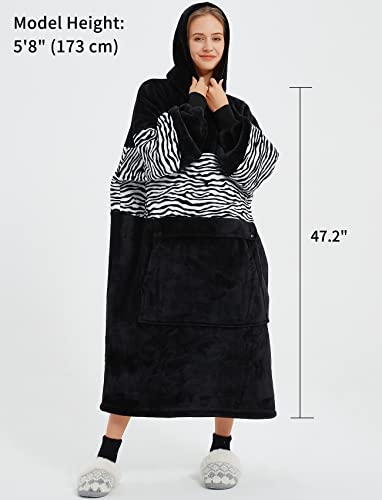 Image of KFUBUO Wearable Blanket Hoodie for Adults Long Sherpa All Patterns Oversized Sweatshirt Blanket with Pockets