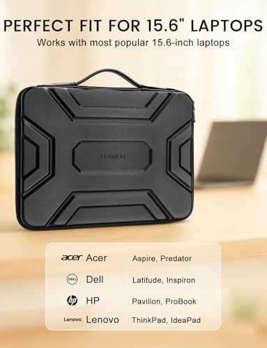 Image of DOMISO 15.6 inch Laptop Sleeve, Shockproof and Waterproof EVA Protective Laptop Case, Laptop Sleeves for 16 inch MacBook Pro,15 inch-16 inch HP Dell Asus Laptop, Protective Sleeves for Laptop Computers, Black