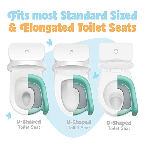 Potty Training Seat with Adjustable Ladder, Kid’s Ladder Toilet PU Seat with Non-Slip Step Stool Ladder, Potty Training Ladder, Potty Chair, Green - Thumbnail 3