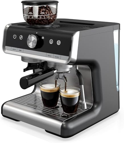 Image of Takywep Professional Espresso Machine, 20 Bar, with Grinder and Milk Frother, Removable 95 oz Water Tank for Latte and Cappuccinos, Stainless Steel Coffee Maker for Use